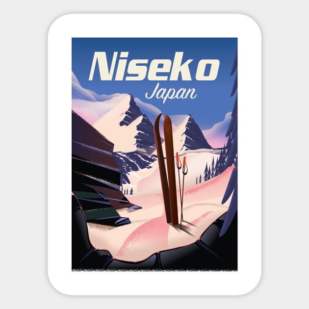 Niseko Hokkaido vintage style ski poster Sticker by nickemporium1